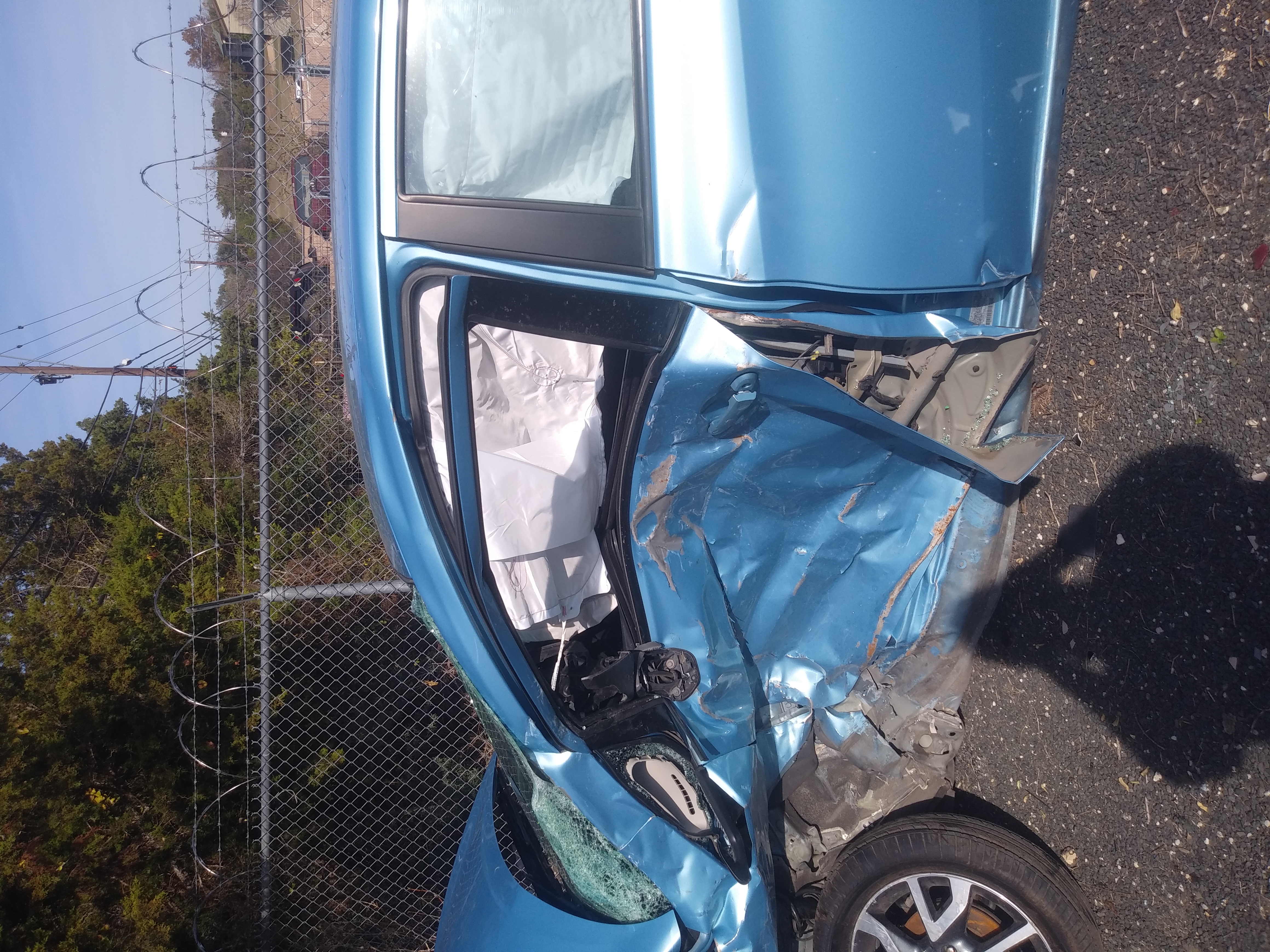 Side of the wrecked car